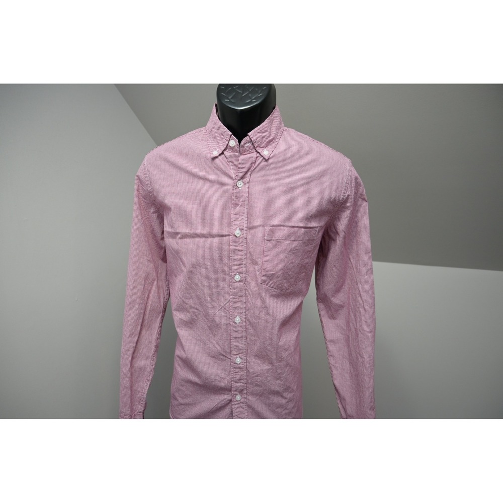 J.Crew Flex Button Down Mens Medium Red Gingham Excellent Long Sleeve Slim Fit